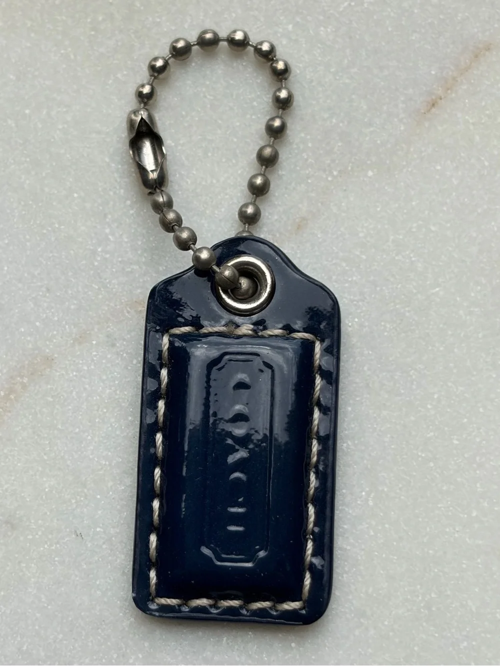 Coach Hangtag Navy Blue Patent Nickel Replacement